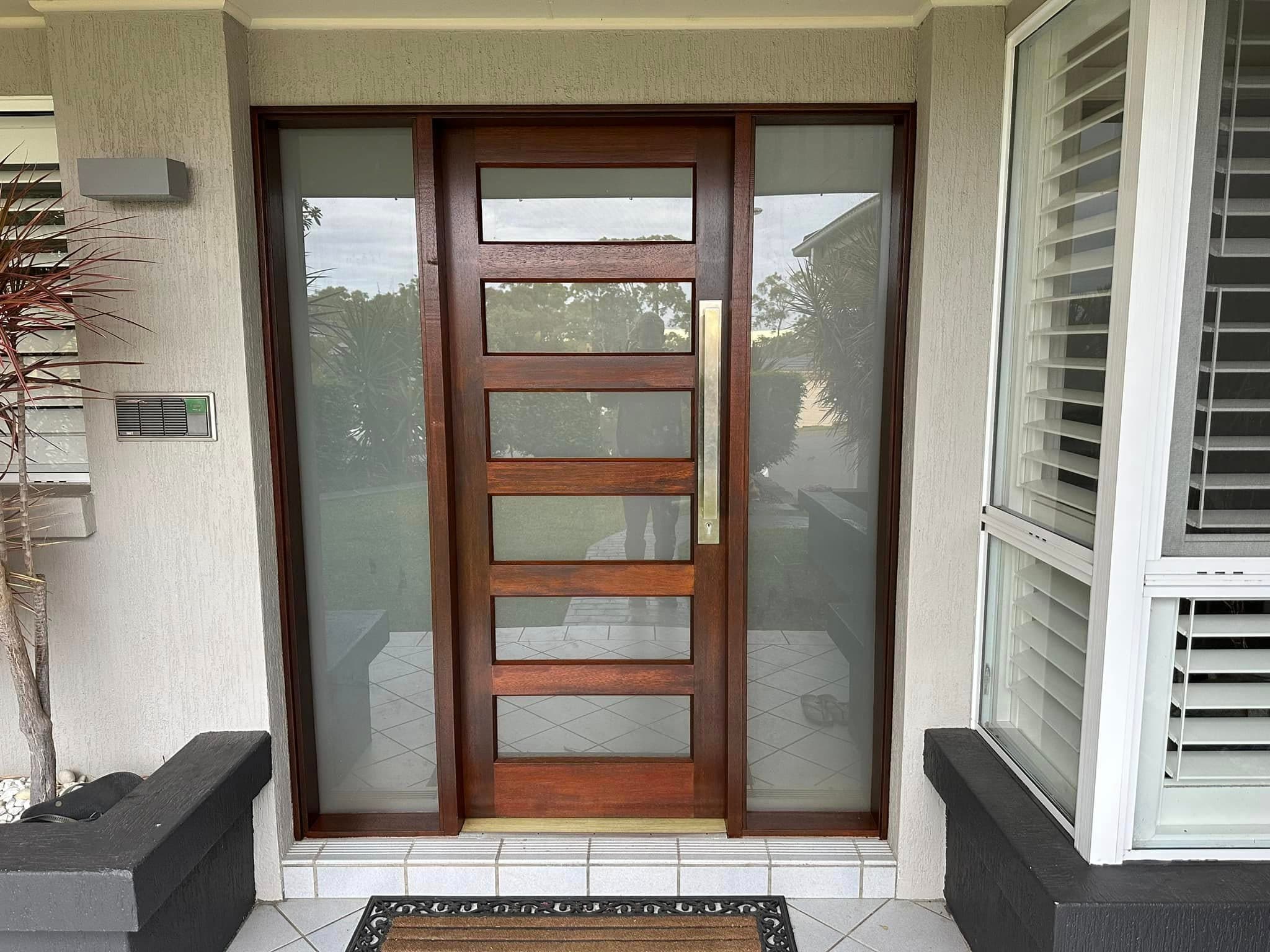 Solid timber + glass entry door