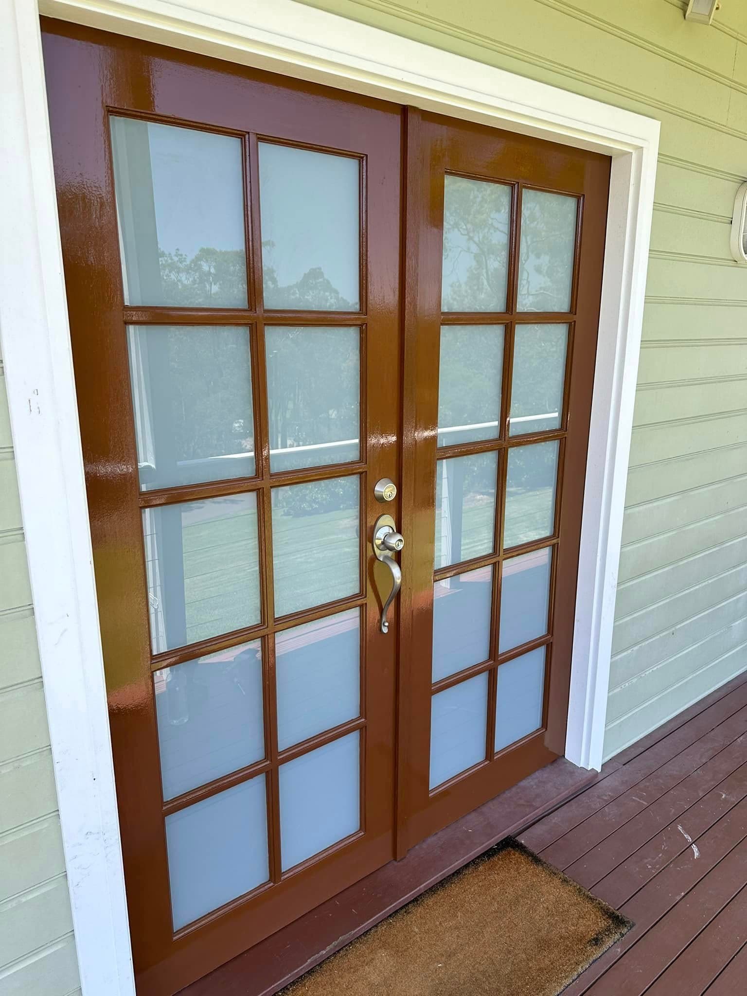 Re-painted timber French doors