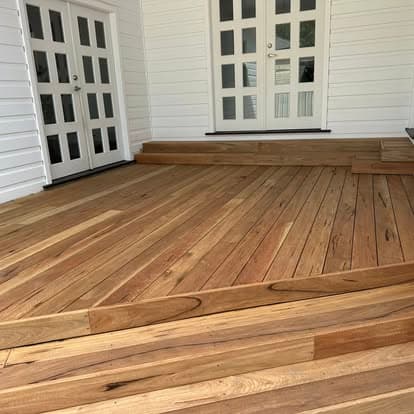 Timber deck with French-door entry