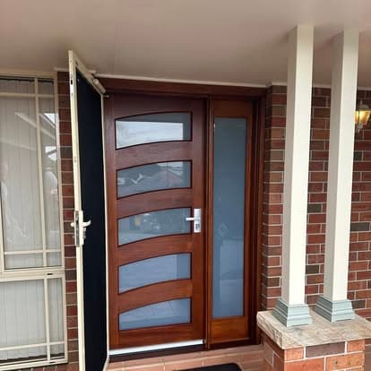 Timber front door with security door